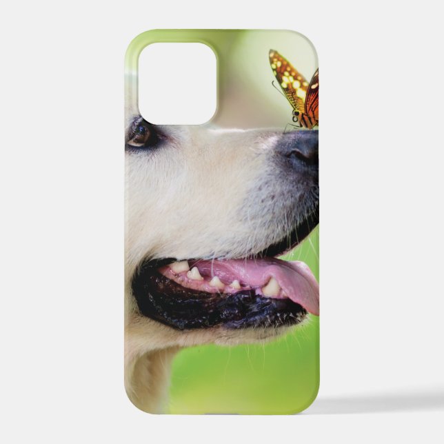 Labrador And Butterfly Throw Pillow iPhone Case (Back)