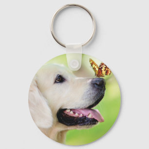 Labrador And Butterfly Throw Pillow Key Ring
