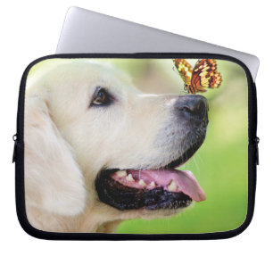 Labrador And Butterfly Throw Pillow Laptop Sleeve