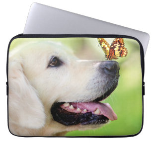 Labrador And Butterfly Throw Pillow Laptop Sleeve