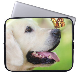 Labrador And Butterfly Throw Pillow Laptop Sleeve