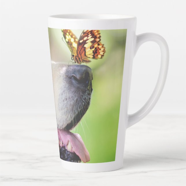 Labrador And Butterfly Throw Pillow Latte Mug (Right)