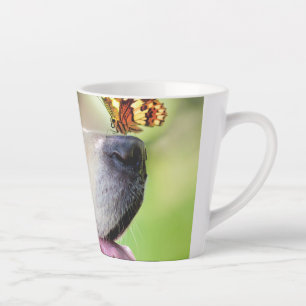 Labrador And Butterfly Throw Pillow Latte Mug