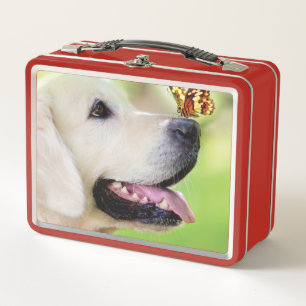 Labrador And Butterfly Throw Pillow Metal Lunch Box