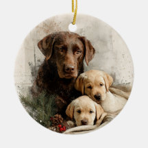 Labrador and Puppies Vintage Christmas
