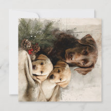 Labrador and Puppies Vintage Christmas