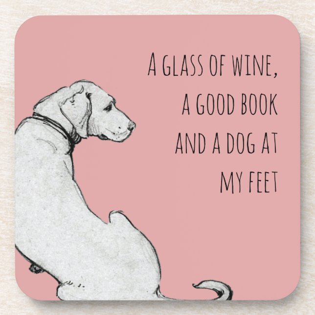 Labrador Art Dog Mum Quote Pink  Coaster (Front)