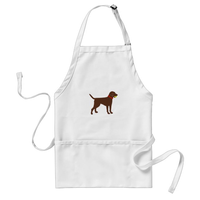labrador ball fetch, chocolate lab play standard apron (Front)