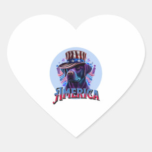 Labrador - Black Lab 4th of July design Heart Sticker