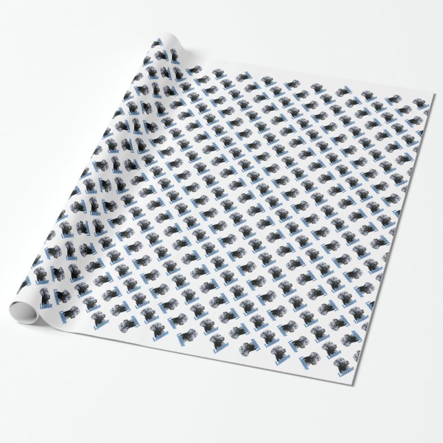 Labrador (black) Name Wrapping Paper (Unrolled)