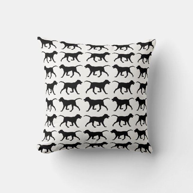 Labrador Black Running Lab Silhouette Pattern Cushion (Front)