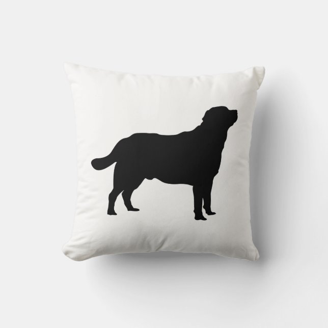 Labrador Black Silhouette Standing Lab Cushion (Front)