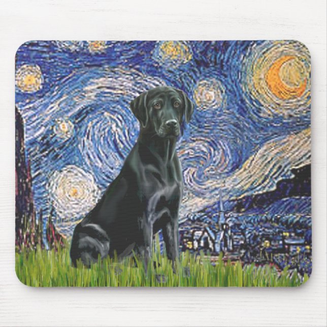 Labrador (black) - Starry Night Mouse Pad (Front)