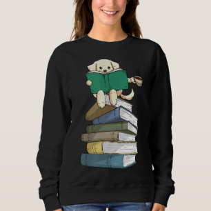 Labrador Books Coffee Yellow Lab Dog Reading Sweatshirt