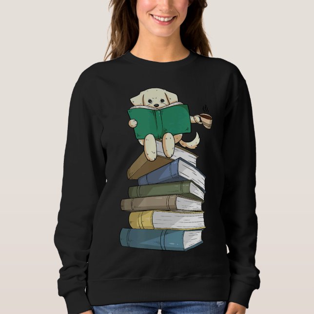 Labrador Books Coffee Yellow Lab Dog Reading Sweatshirt (Front)