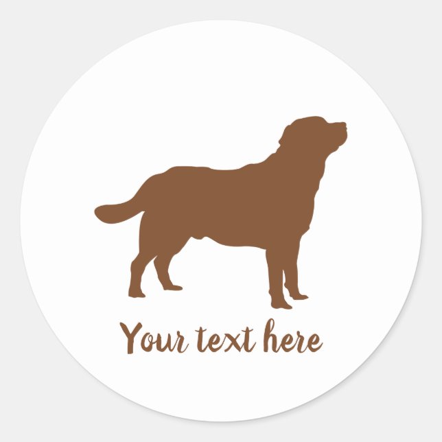 Labrador Brown Standing Lab Silhouette & Text Classic Round Sticker (Front)