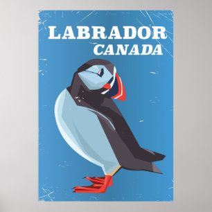 Labrador Canada Puffin vintage travel poster