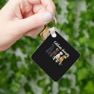 Labrador Celebrate Diversity Funny Lab Dog Key Ring