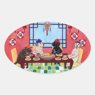 Labrador Chinese Restaurant Oval Sticker