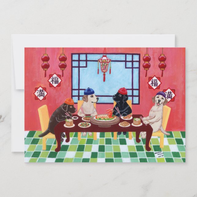 Labrador Chinese Restaurant Party Invitations (Front)