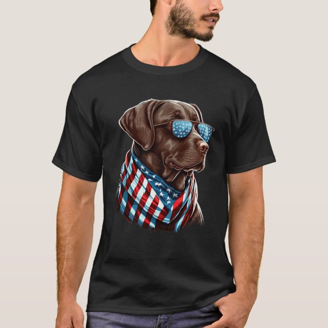 Labrador Chocolate Patriotic USA Proud T-Shirt (Front)
