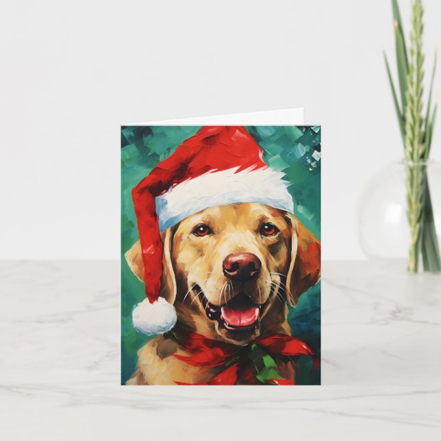 Labrador Christmas brush painting artwork Card (Front)