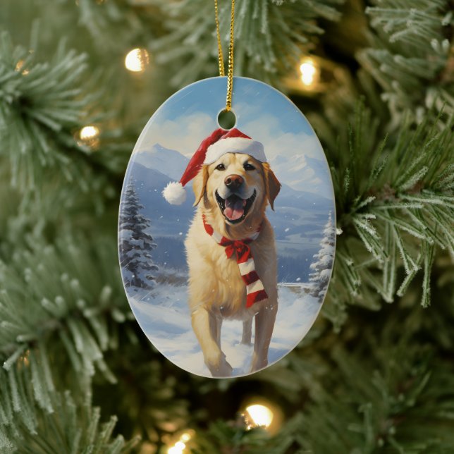 Labrador Christmas Ceramic Ornament (Tree)
