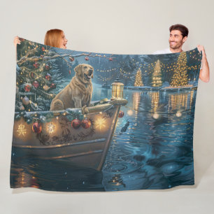 Labrador Christmas Festive Voyage Fleece Blanket