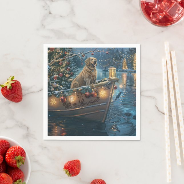 Labrador Christmas Festive Voyage Napkin (Insitu)