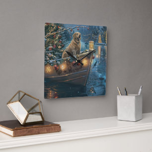 Labrador Christmas Festive Voyage Square Wall Clock