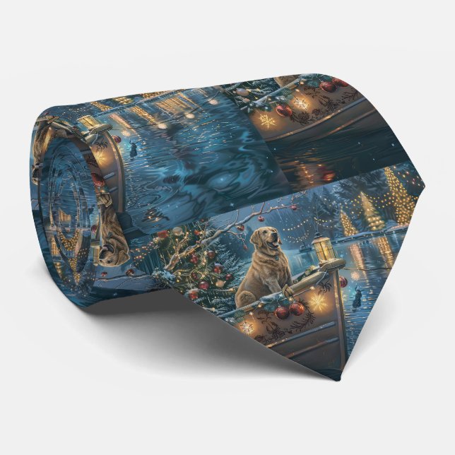 Labrador Christmas Festive Voyage Tie (Rolled)