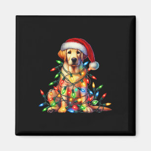 Labrador Christmas Lights Santa Hat Dog Lover Magnet