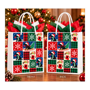 Labrador Christmas Patchwork Quilt Medium Gift Bag