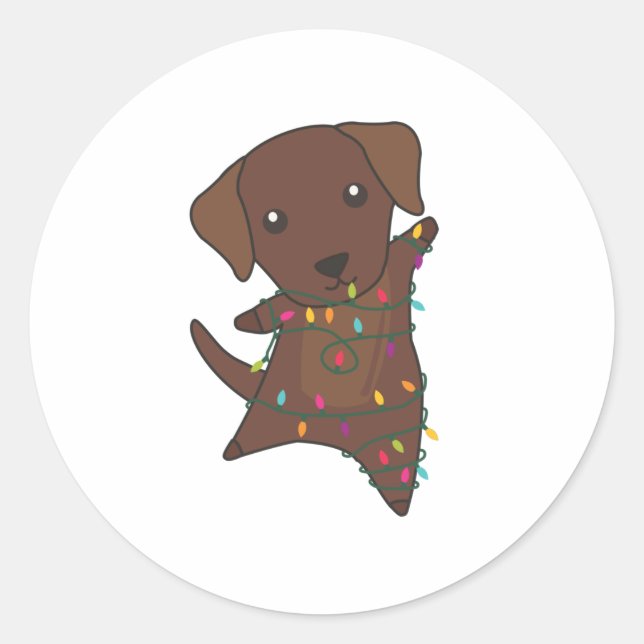 Labrador Christmas Snow Winter Animals Dogs Classic Round Sticker (Front)