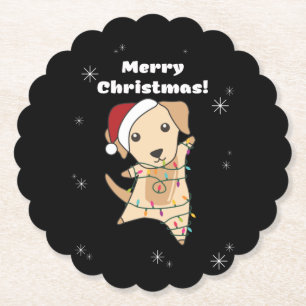 Labrador Christmas Snow Winter Animals Dogs Paper Coaster