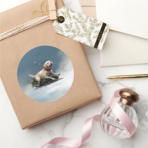 Labrador Christmas snow winter Classic Round Sticker