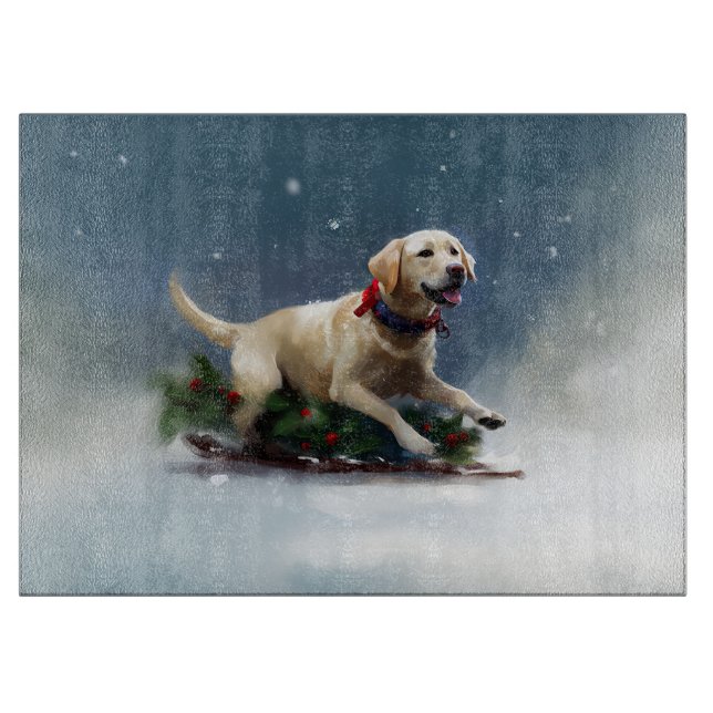 Labrador Christmas snow winter Cutting Board (Front)