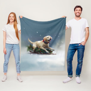 Labrador Christmas snow winter Fleece Blanket