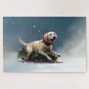 Labrador Christmas snow winter Jigsaw Puzzle