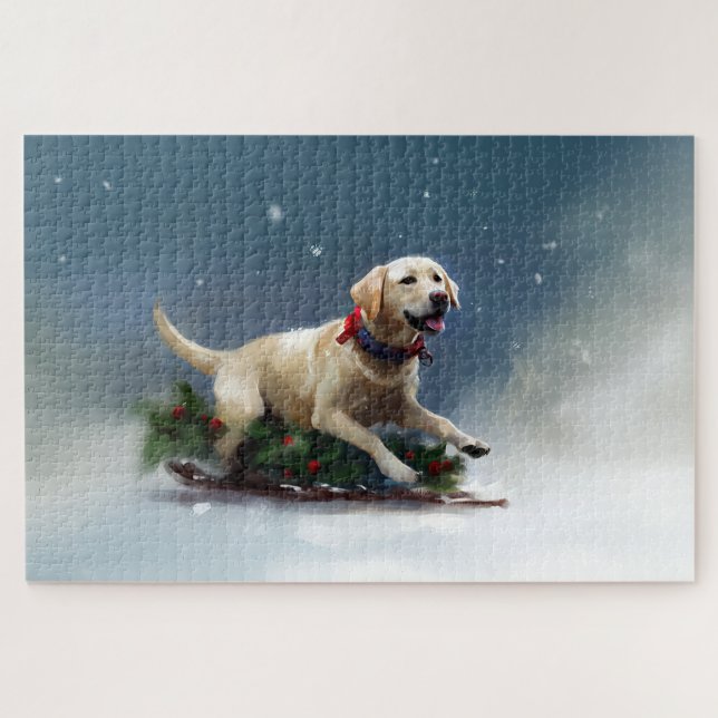 Labrador Christmas snow winter Jigsaw Puzzle (Horizontal)