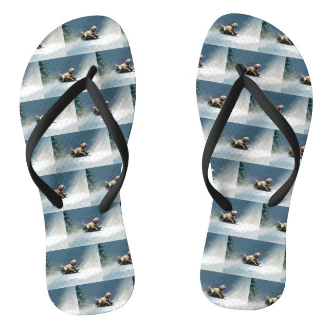 Labrador Christmas snow winter Thongs (Footbed)
