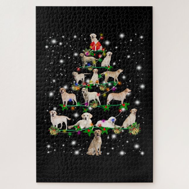 Labrador Christmas Tree Covered By Flashlight Jigsaw Puzzle (Vertical)