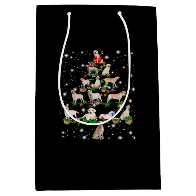 Labrador Christmas Tree Covered By Flashlight Medium Gift Bag (Front)
