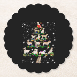 Labrador Christmas Tree Covered By Flashlight Paper Coaster