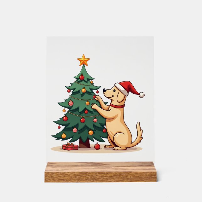 Labrador Christmas Tree Helper Acrylic Sign (Front)