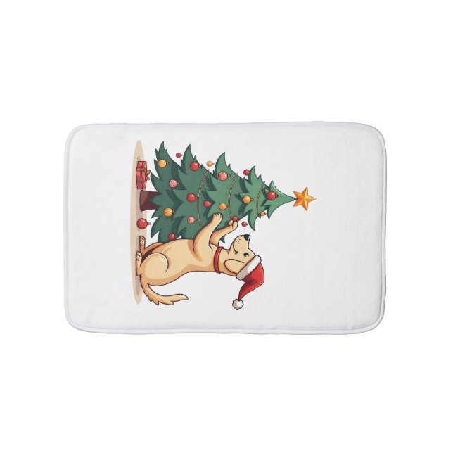 Labrador Christmas Tree Helper Bath Mat (Front)