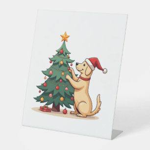 Labrador Christmas Tree Helper dog Pedestal Sign