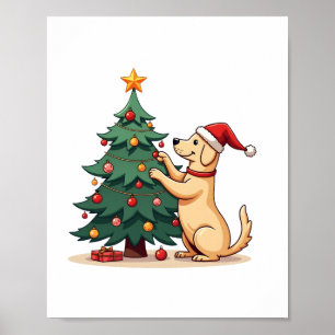 Labrador Christmas Tree Helper dog Poster