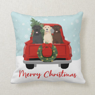 Labrador Christmas Truck Cushion