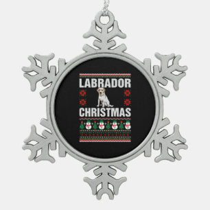 Labrador Christmas Ugly Sweater Snowflake Pewter Christmas Ornament